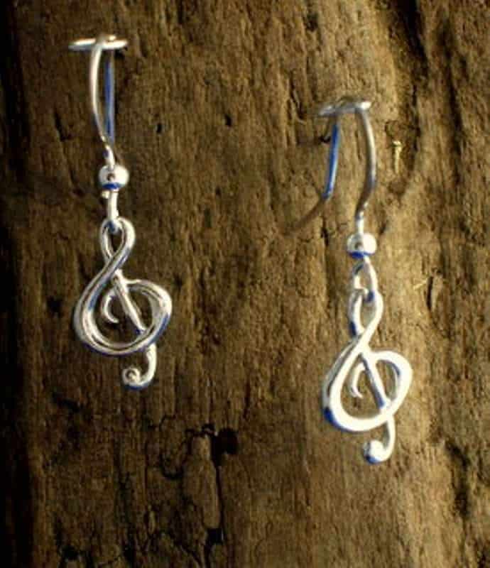 Sterling silver treble clef on sale earrings