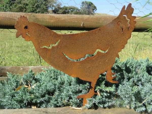 Rusty Metal Chicken and Rooster Garden Stake - Image 4