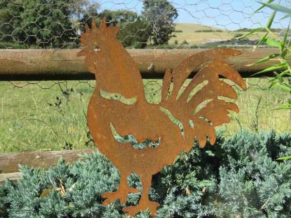 Rusty Metal Chicken and Rooster Garden Stake - Image 5