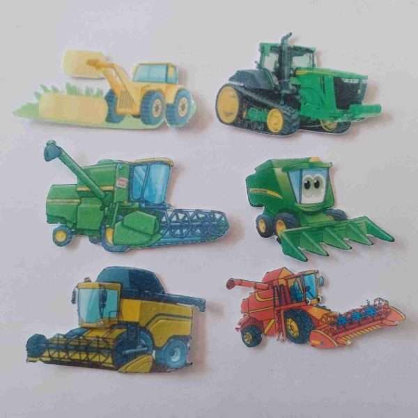 Cartoon farm machinery edible cupcake toppers